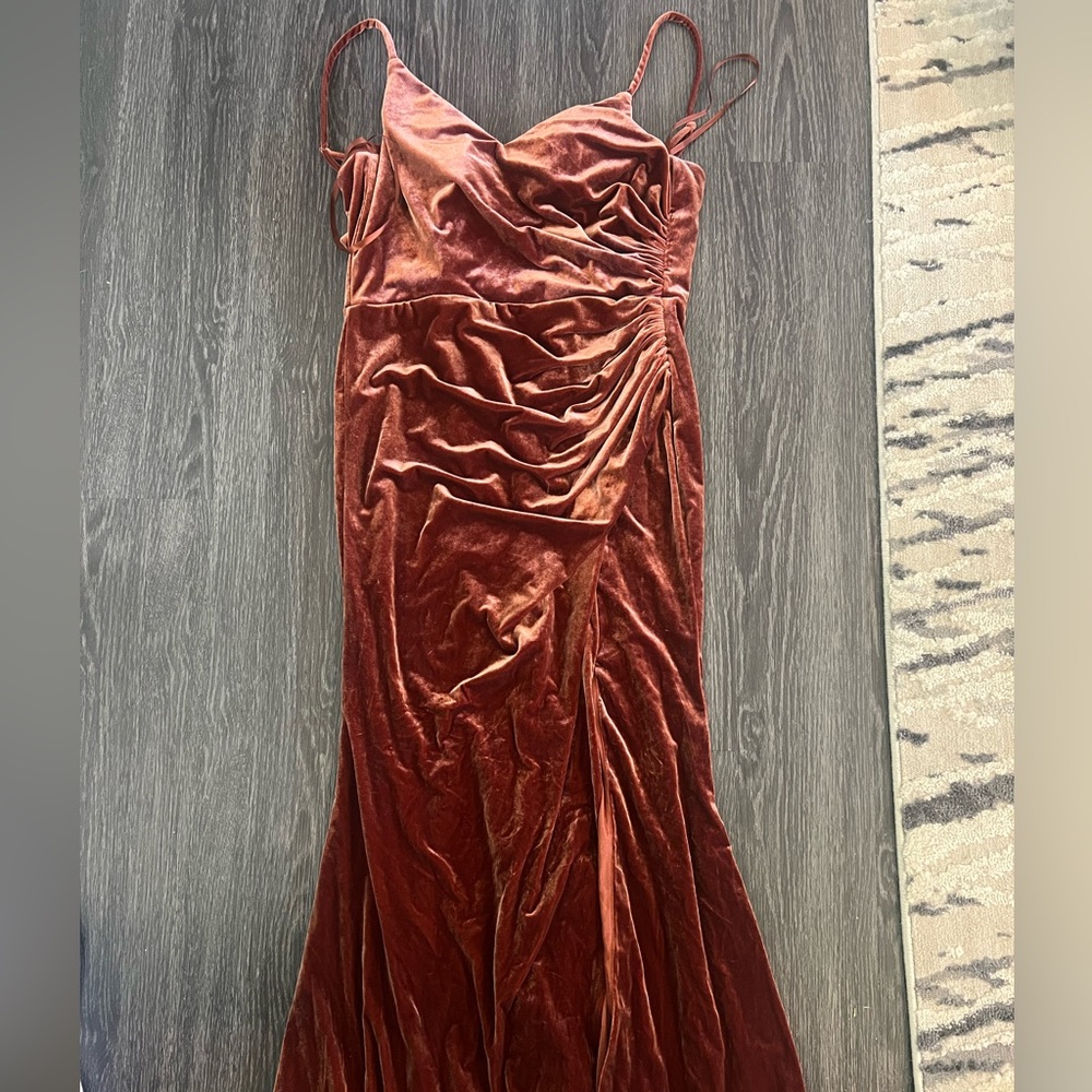 Revelry Velvet Terracotta Dress- Rory